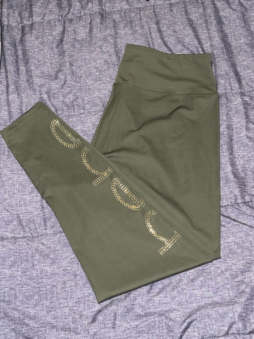 bebe olive active leggings with white logo-size 2X